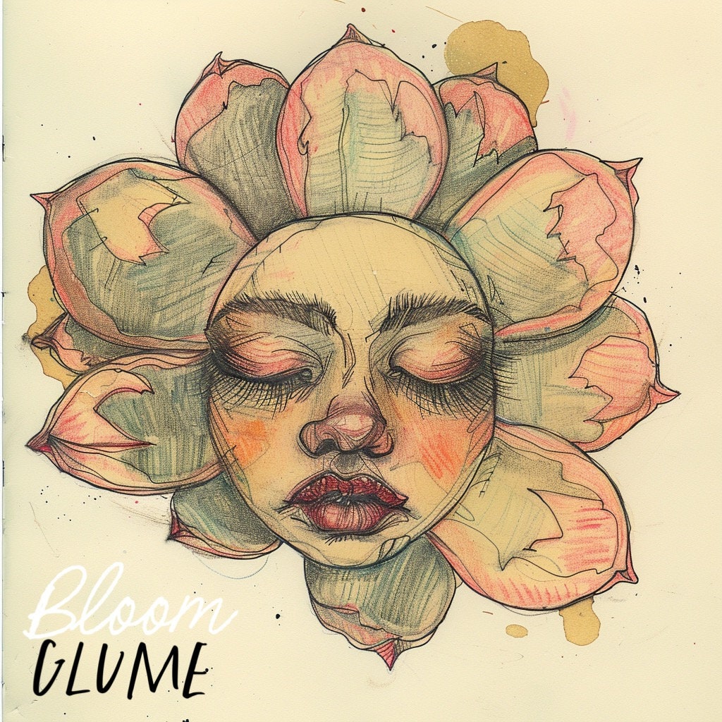 succulent flowers drawing Denay Succulent Flower Face illustration portrait Print | cactus art | Whimsical Sketch | Bizarre Art | Floral Art