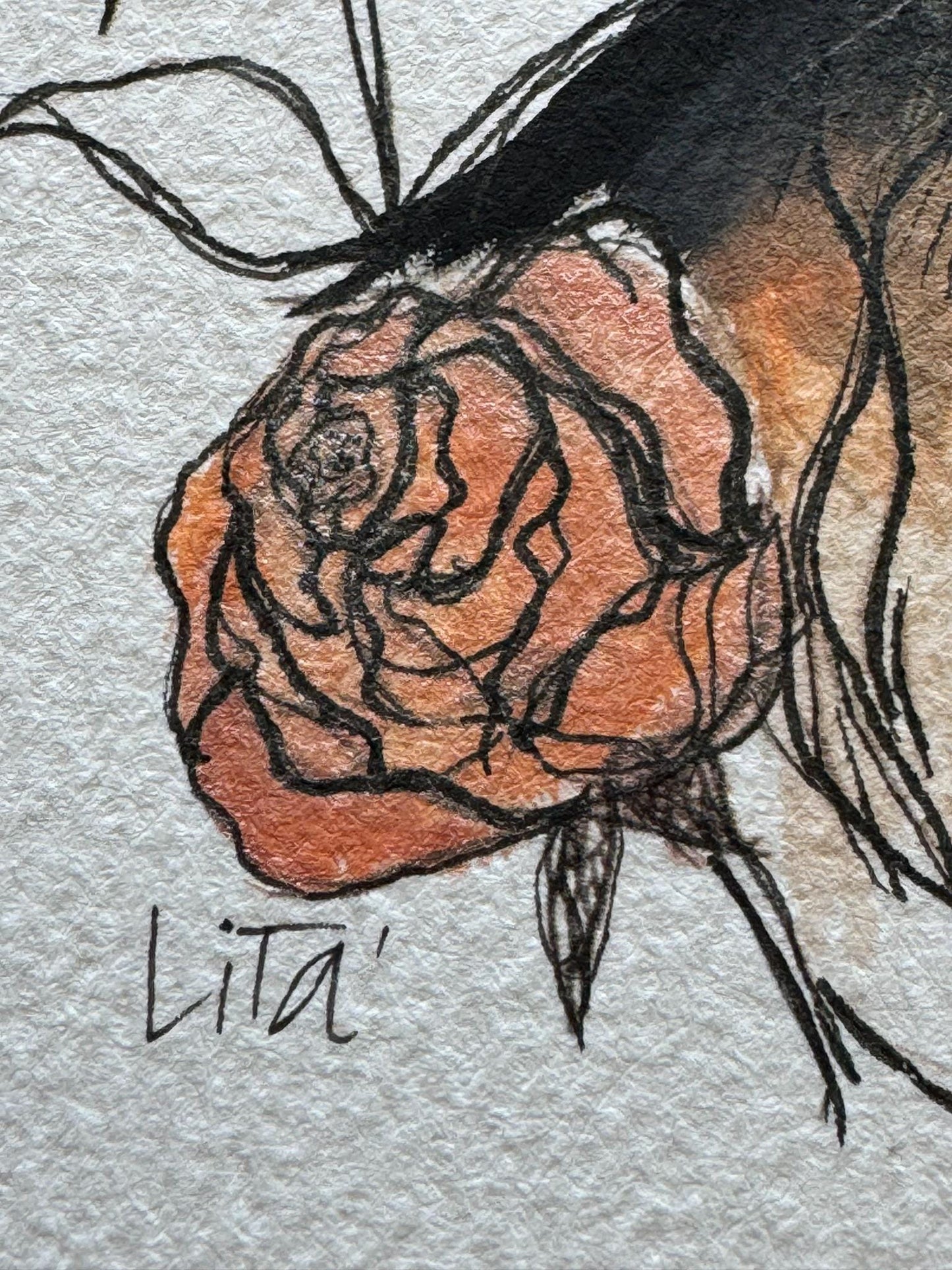 Original 5x7 Art Black Cat Watercolor Sketch, Autumn Art, Halloween Art, Cat Art, Pop Art, illustration Art, miniature art, seasonal art