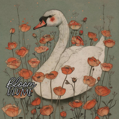 Midsummers Reverie Swan Print, Secret Garden Series Print, Whimsical art, Botanical Art, wildlife art, swan art, fairytale art, Audubon Art